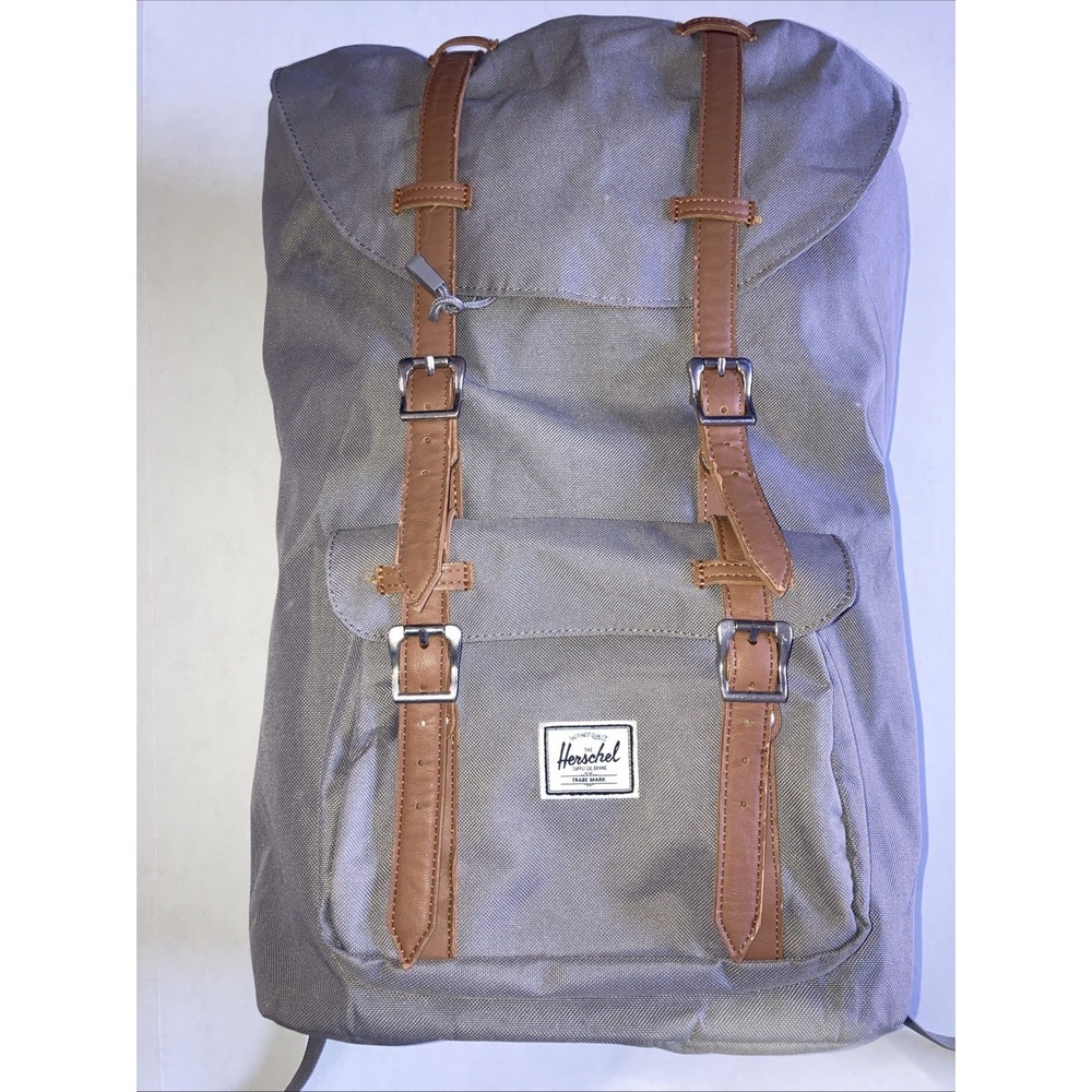 Herschel Little America Mid Laptop Backpack Grey & Red/White Stripe Lining - Picture 4 of 16